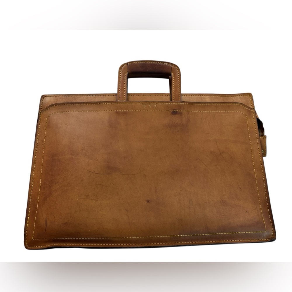 Vintage Retro Schlesinger Brothers Elegant Brown Saddle Leather Briefcase Bag